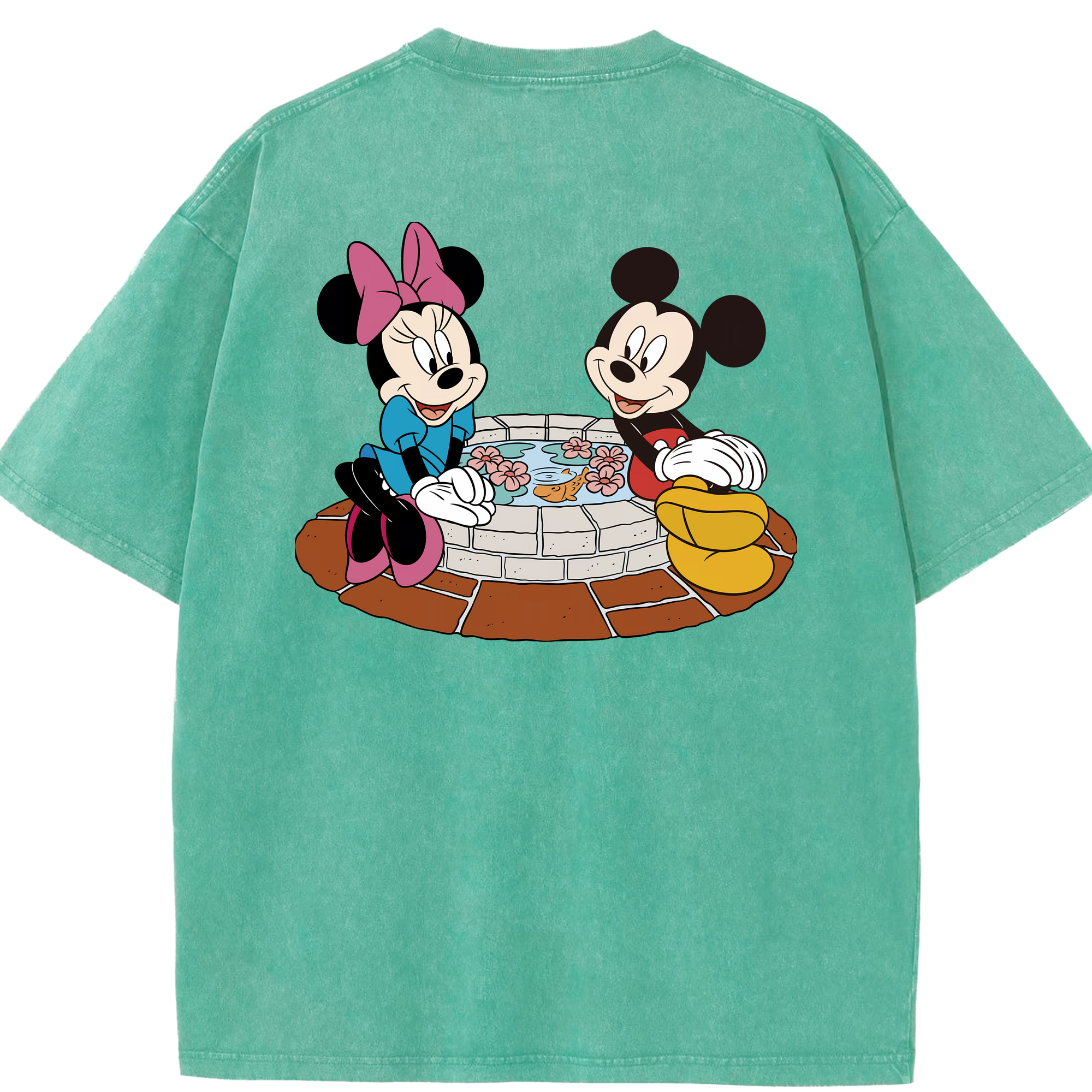 （画像用） ミッキーマウス Mickey Mouse 綿100% ヴィンテージ風 半袖Tシャツ（背面プリント）
